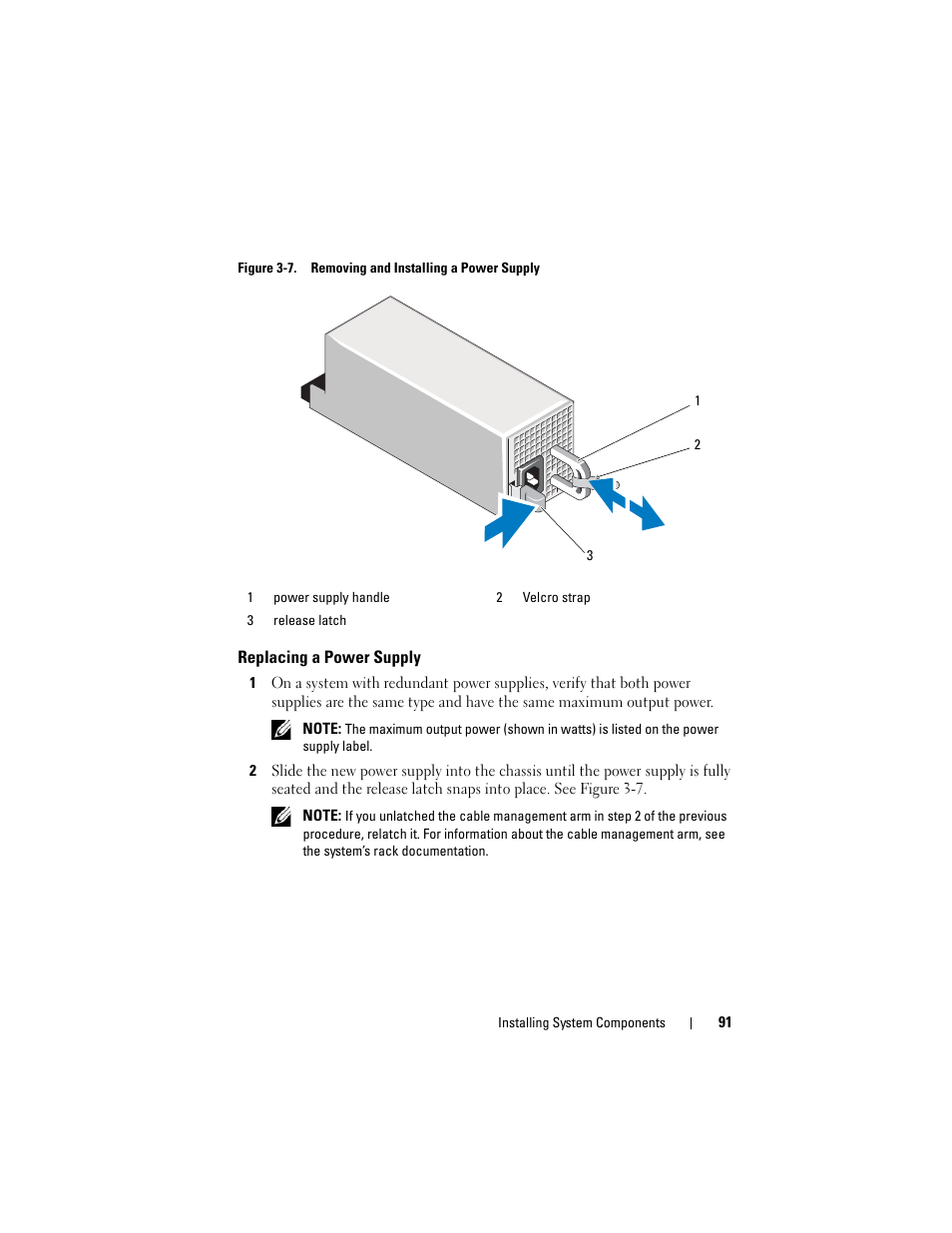 Replacing a power supply | Dell DX6000 User Manual | Page 91 / 198