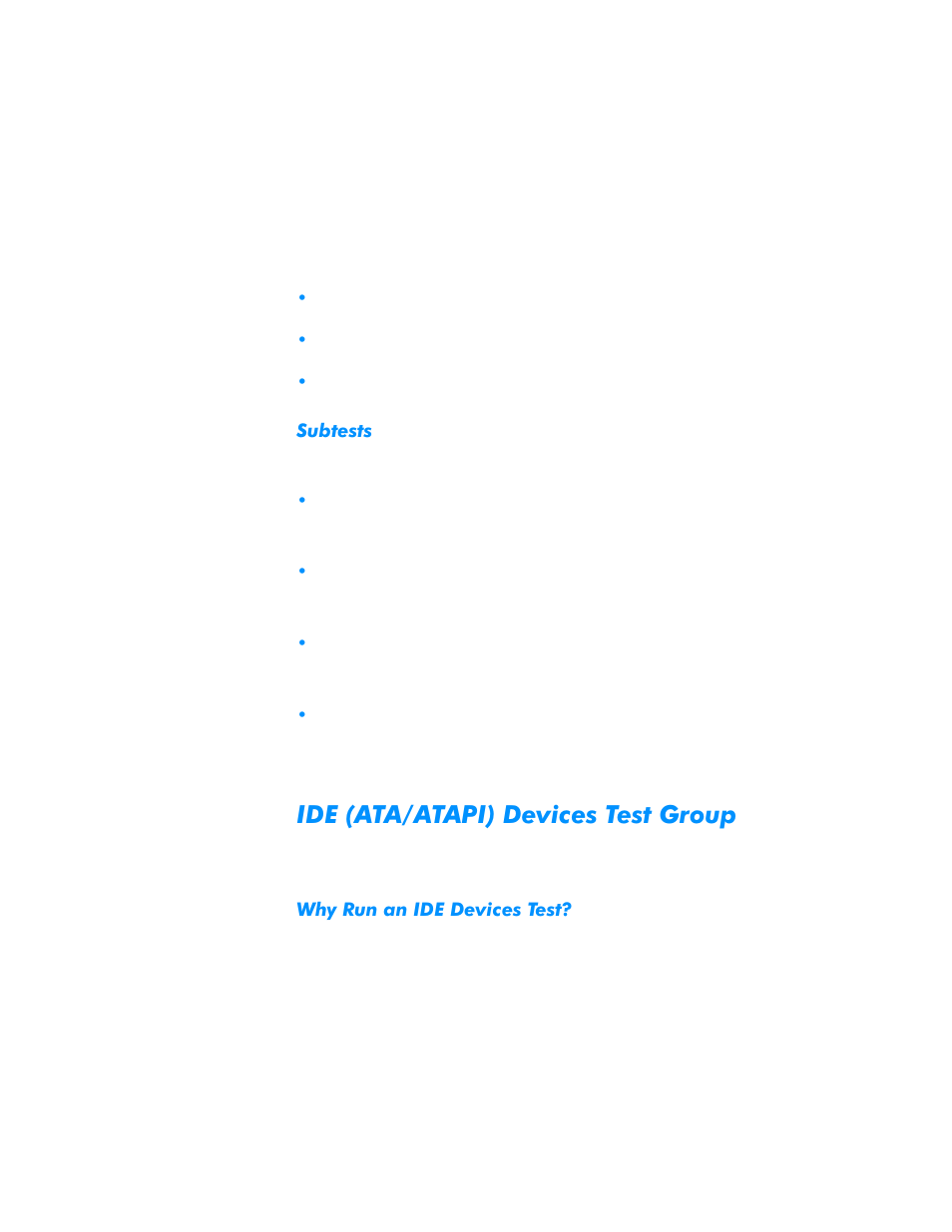 Subtests, Ide (ata/atapi) devices test group, Why run an ide devices test | Subtests -21, Ide (ata/atapi) devices test group -21, Why run an ide devices test? -21, 7$$7$3, 'hylfhv7hvw*urxs | Dell Inspiron 3500 User Manual | Page 103 / 168