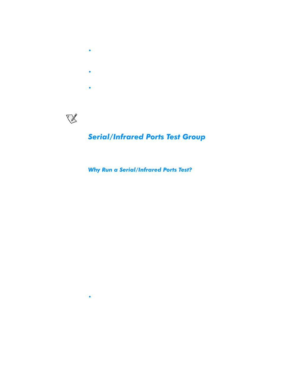 Serial/infrared ports test group, Why run a serial/infrared ports test, Serial/infrared ports test group -23 | Why run a serial/infrared ports test? -23, 6huldo,qiuduhg3ruwv7hvw*urxs | Dell Inspiron 3500 User Manual | Page 105 / 168