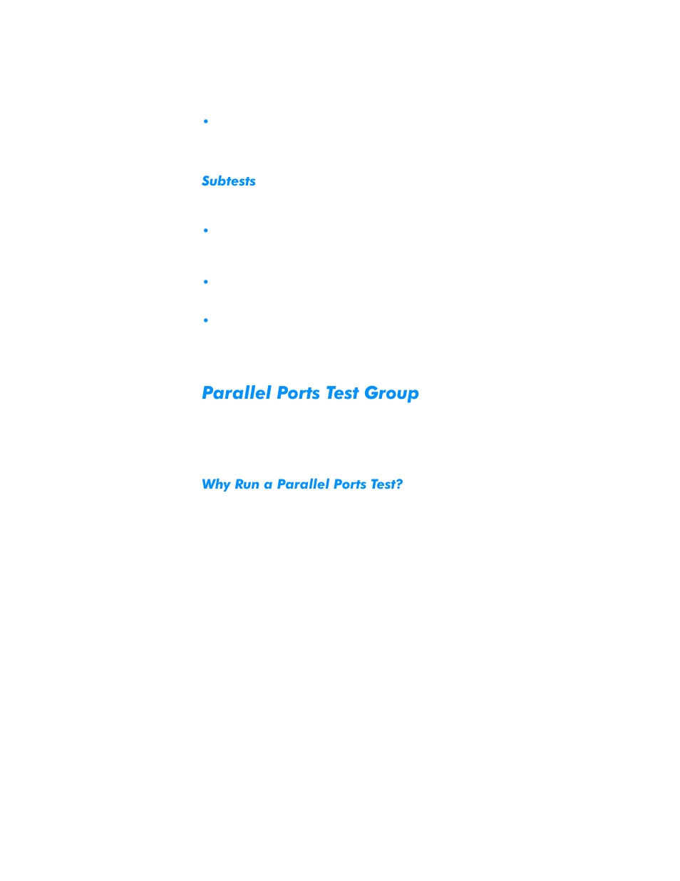 Subtests, Parallel ports test group, Why run a parallel ports test | Subtests -24, Parallel ports test group -24, Why run a parallel ports test? -24, 3dudooho3ruwv7hvw*urxs | Dell Inspiron 3500 User Manual | Page 106 / 168