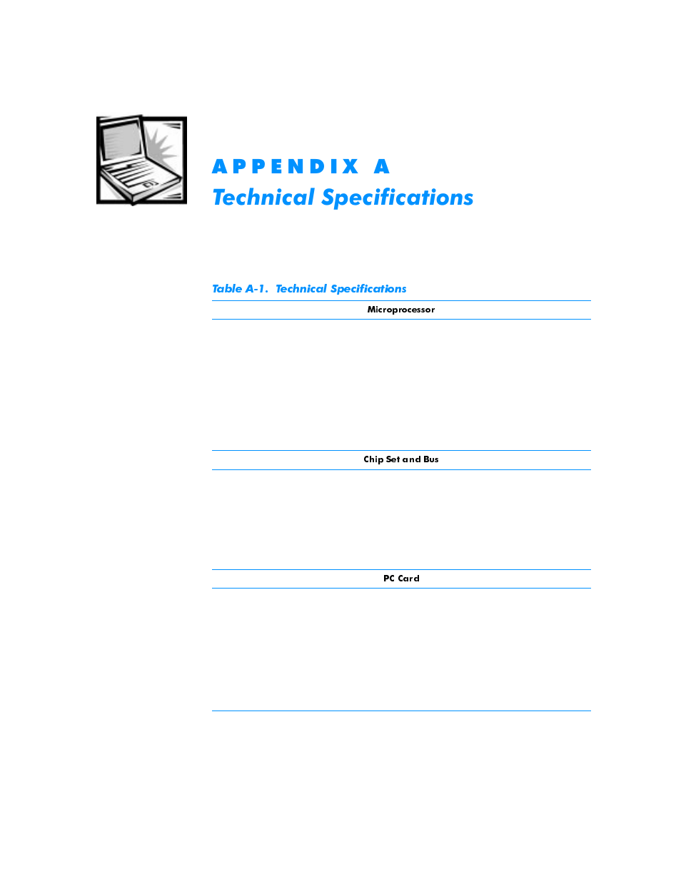 Appendix a: technical specifications, Technical specifications, Sshqgl | 7hfkqlfdo6shflilfdwlrqv | Dell Inspiron 3500 User Manual | Page 125 / 168