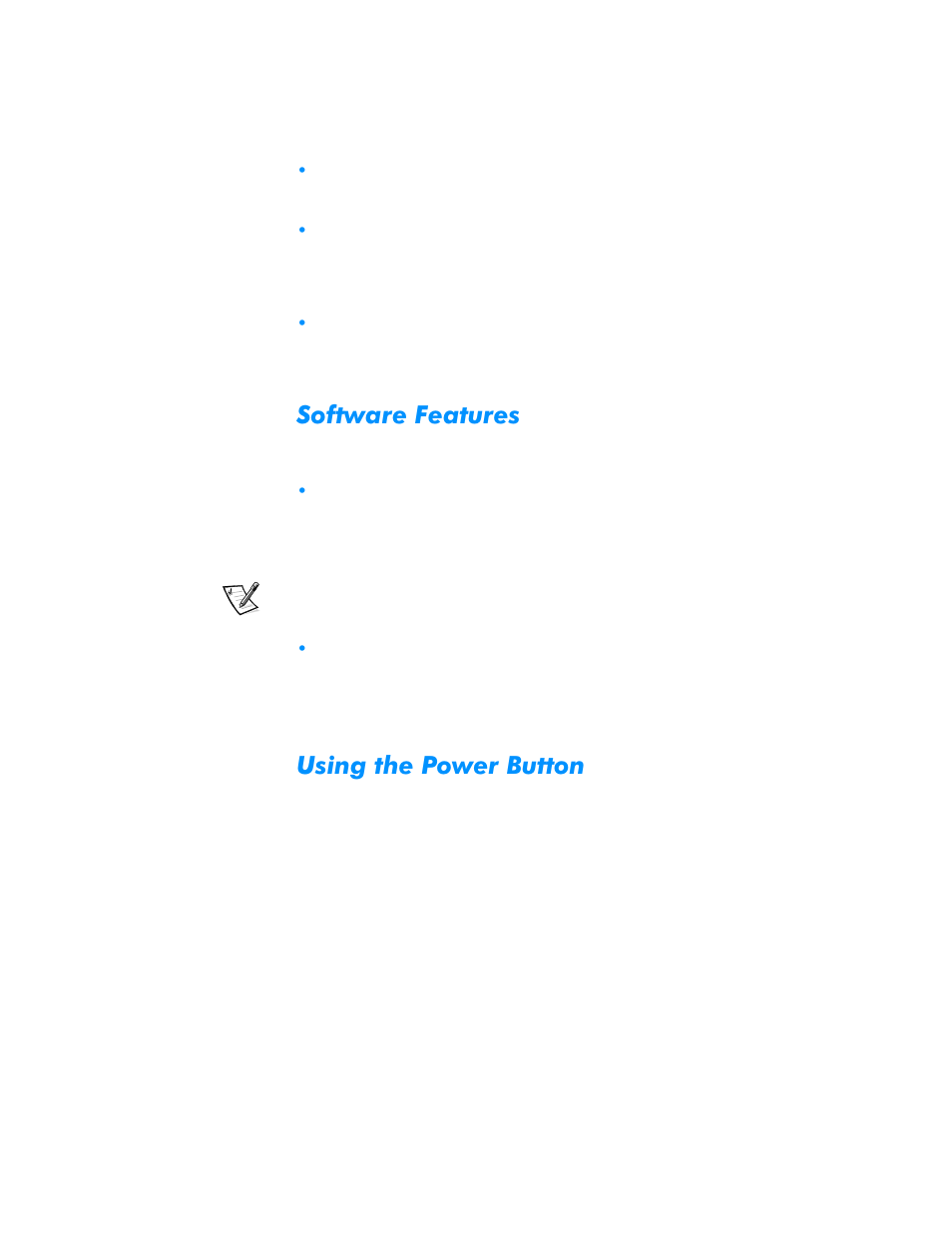 Software features, Using the power button, Software features -5 | Using the power button -5, 6riwzduh)hdwxuhv, 8vlqjwkh3rzhu%xwwrq | Dell Inspiron 3500 User Manual | Page 27 / 168