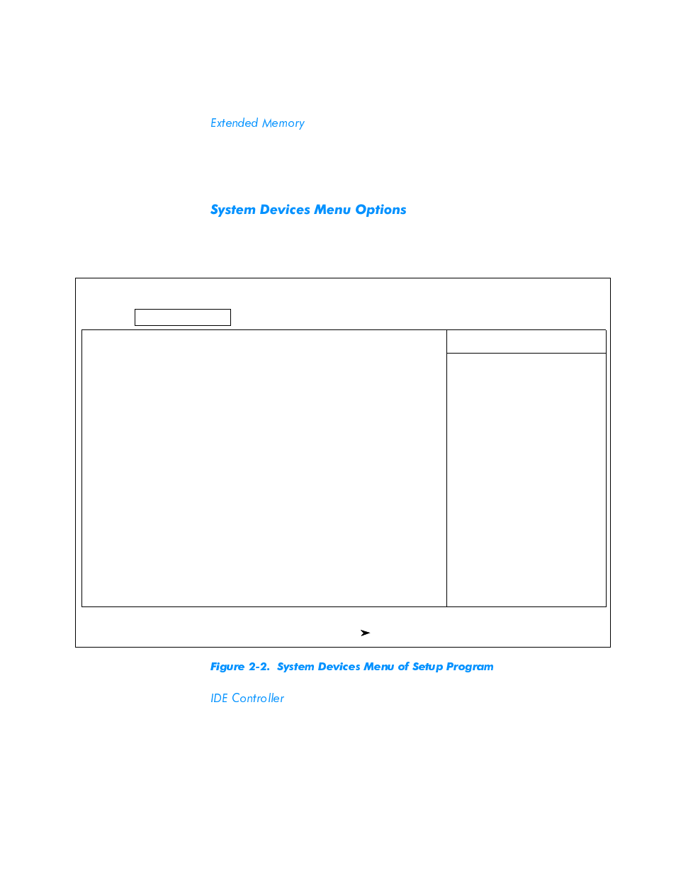 Extended memory, System devices menu options, Ide controller | Extended memory -5, System devices menu options -5, Ide controller -5 | Dell Inspiron 3500 User Manual | Page 35 / 168