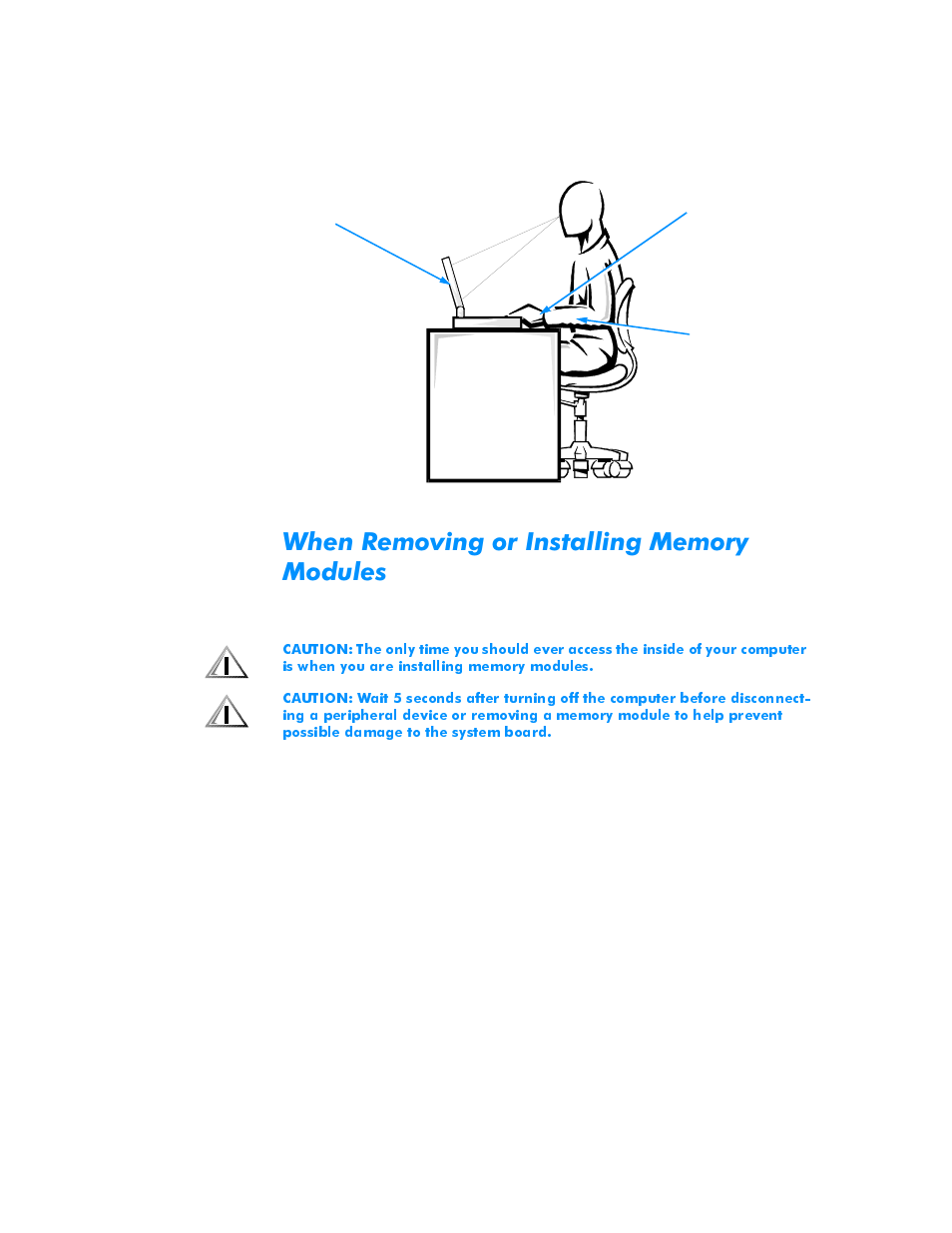 When removing or installing memory modules, Khq5hprylqjru,qvwdoolqj0hpru\ 0rgxohv | Dell Inspiron 3500 User Manual | Page 8 / 168