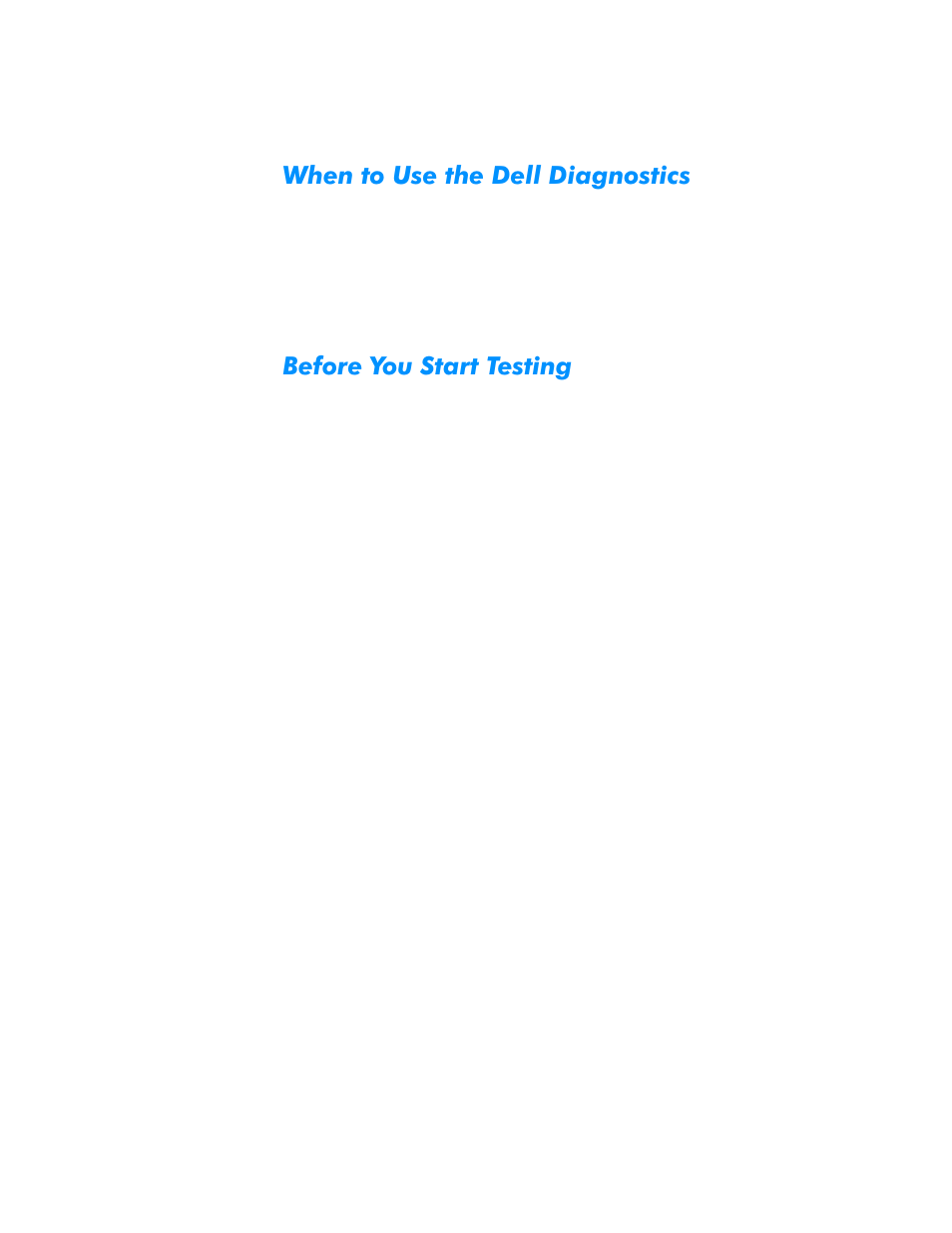 When to use the dell diagnostics, Before you start testing, When to use the dell diagnostics -2 | Before you start testing -2, Khqwr8vhwkh'hoo'ldjqrvwlfv, Hiruh<rx6wduw7hvwlqj | Dell Inspiron 3500 User Manual | Page 84 / 168