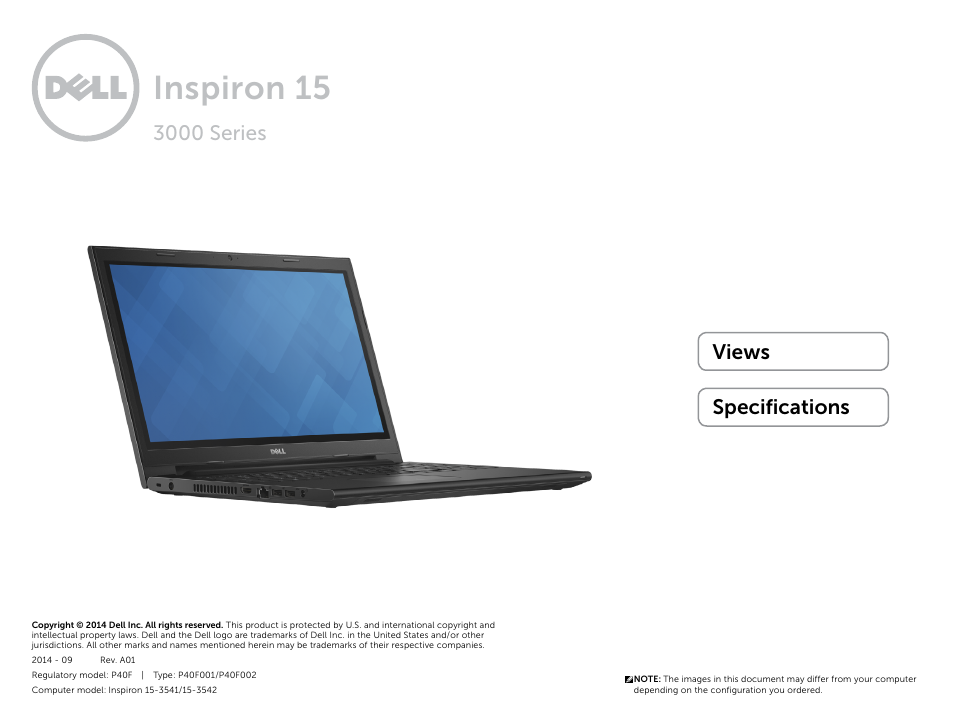 Dell Inspiron 15 (3542, Early 2014) User Manual | 22 pages