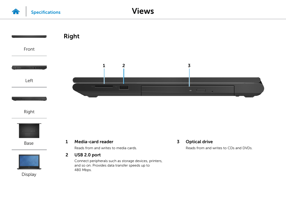 Right, Views | Dell Inspiron 15 (3542, Early 2014) User Manual | Page 4 / 22