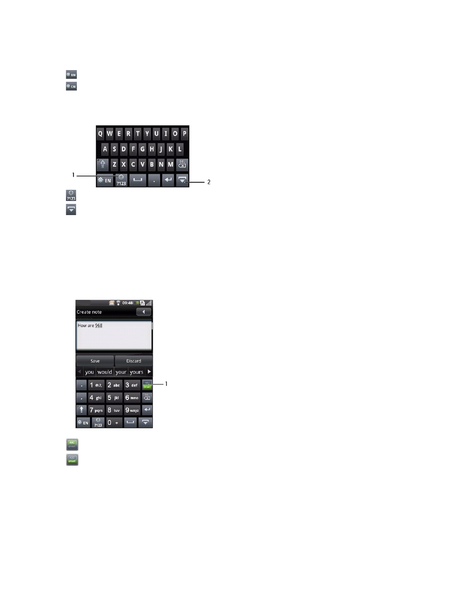 Entering numbers and symbols, Exiting the input panel, Using the phone keypad | Using abc mode | Dell Mini 3v User Manual | Page 11 / 90