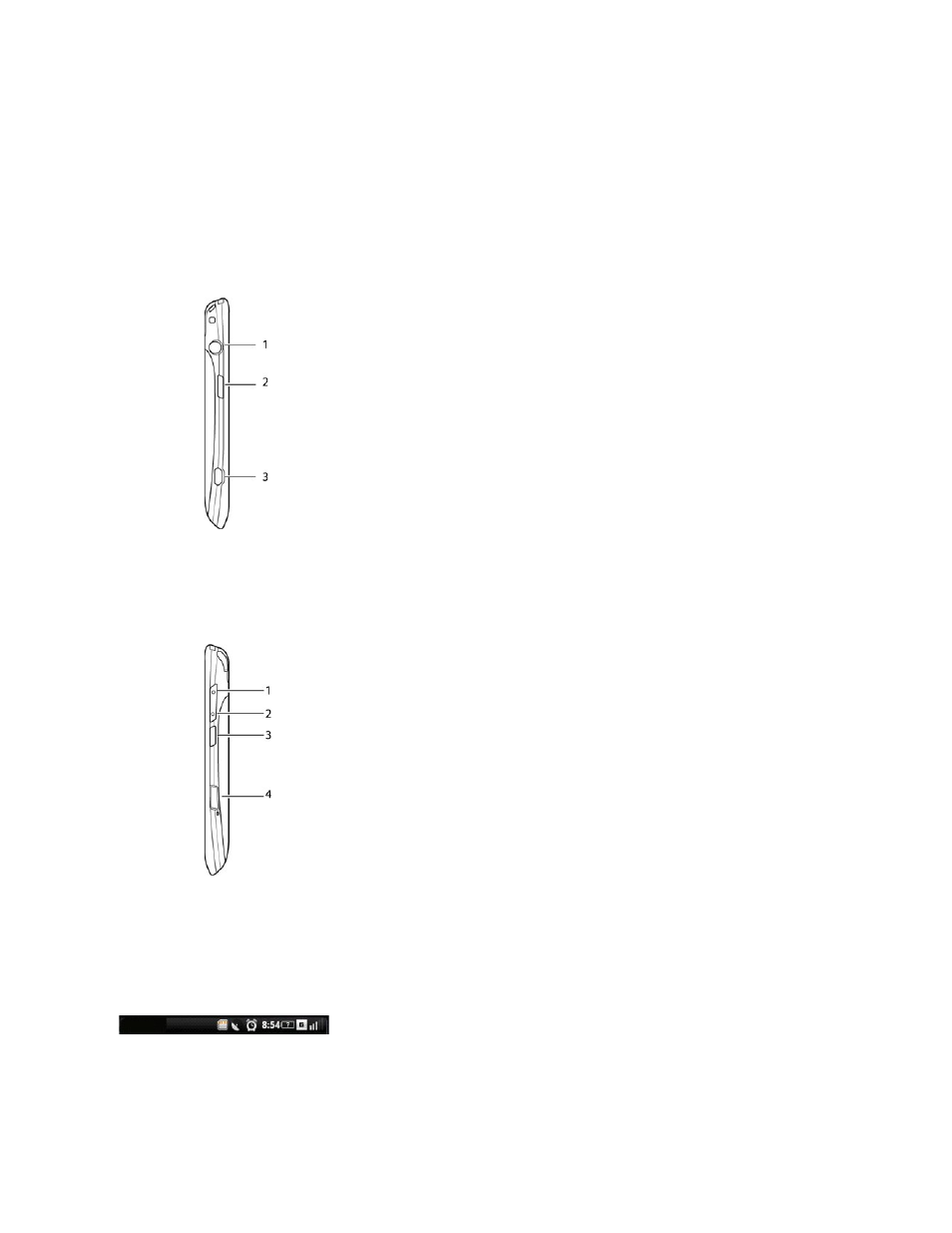 Left view, Right view, Status bar and status icons | Dell Mini 3v User Manual | Page 7 / 90