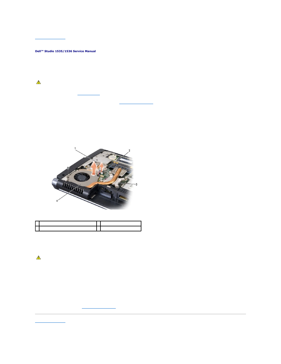 Processor thermal-cooling assembly, Removing the processor thermal-cooling assembly, Replacing the processor thermal-cooling assembly | Dell Studio 1535 (Mid 2008) User Manual | Page 14 / 41