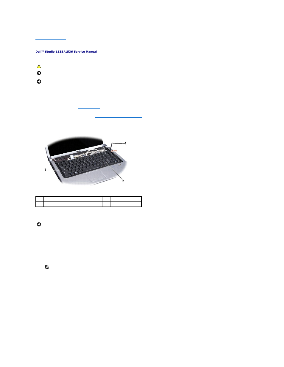 Keyboard, Removing the keyboard | Dell Studio 1535 (Mid 2008) User Manual | Page 25 / 41