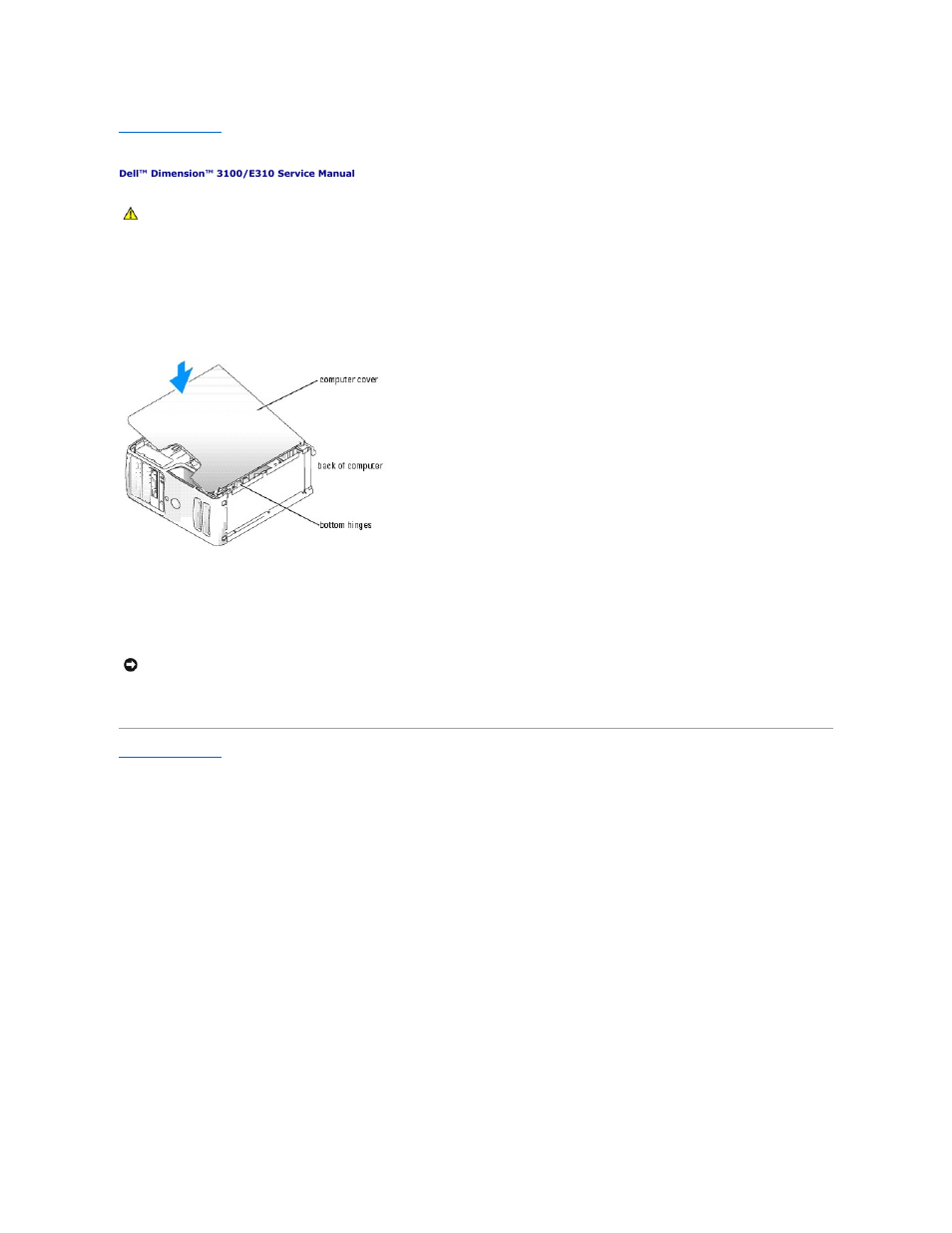 Replacing the computer cover | Dell Dimension 3100/E310 User Manual | Page 12 / 52