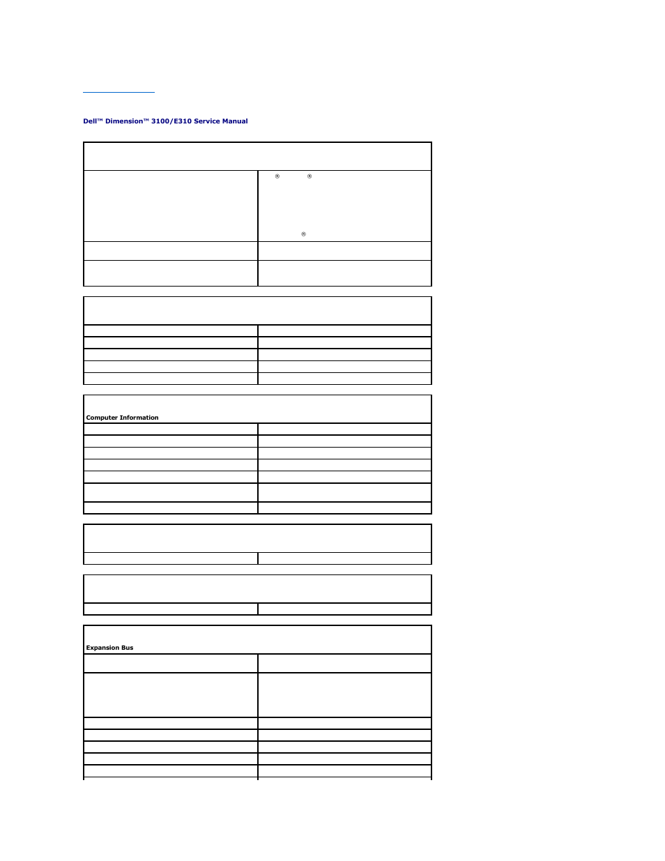 Specifications | Dell Dimension 3100/E310 User Manual | Page 40 / 52