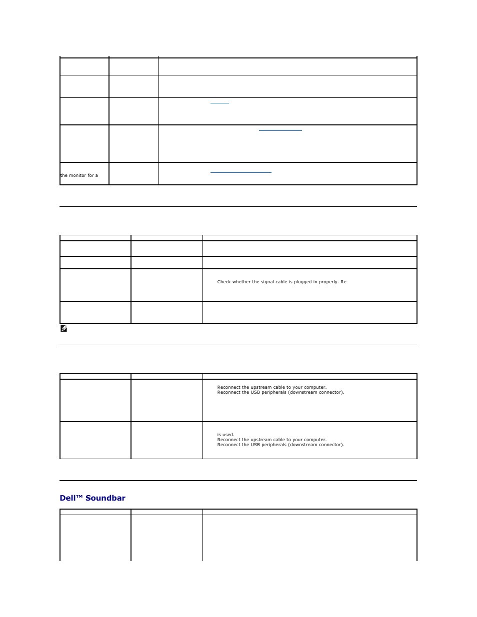 Product-specific problems, Universal serial bus specific problems, Dell soundbar problems | Universal serial bus (usb) specific problems, Dell™ soundbar problems | Dell SX2210T Touch Monitor User Manual | Page 39 / 43