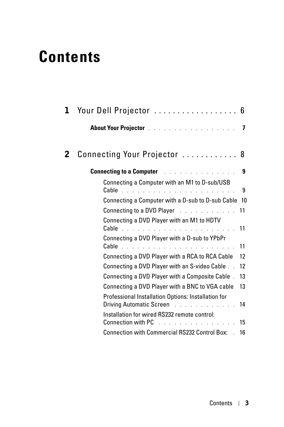 Dell 5100MP Projector User Manual | Page 3 / 61