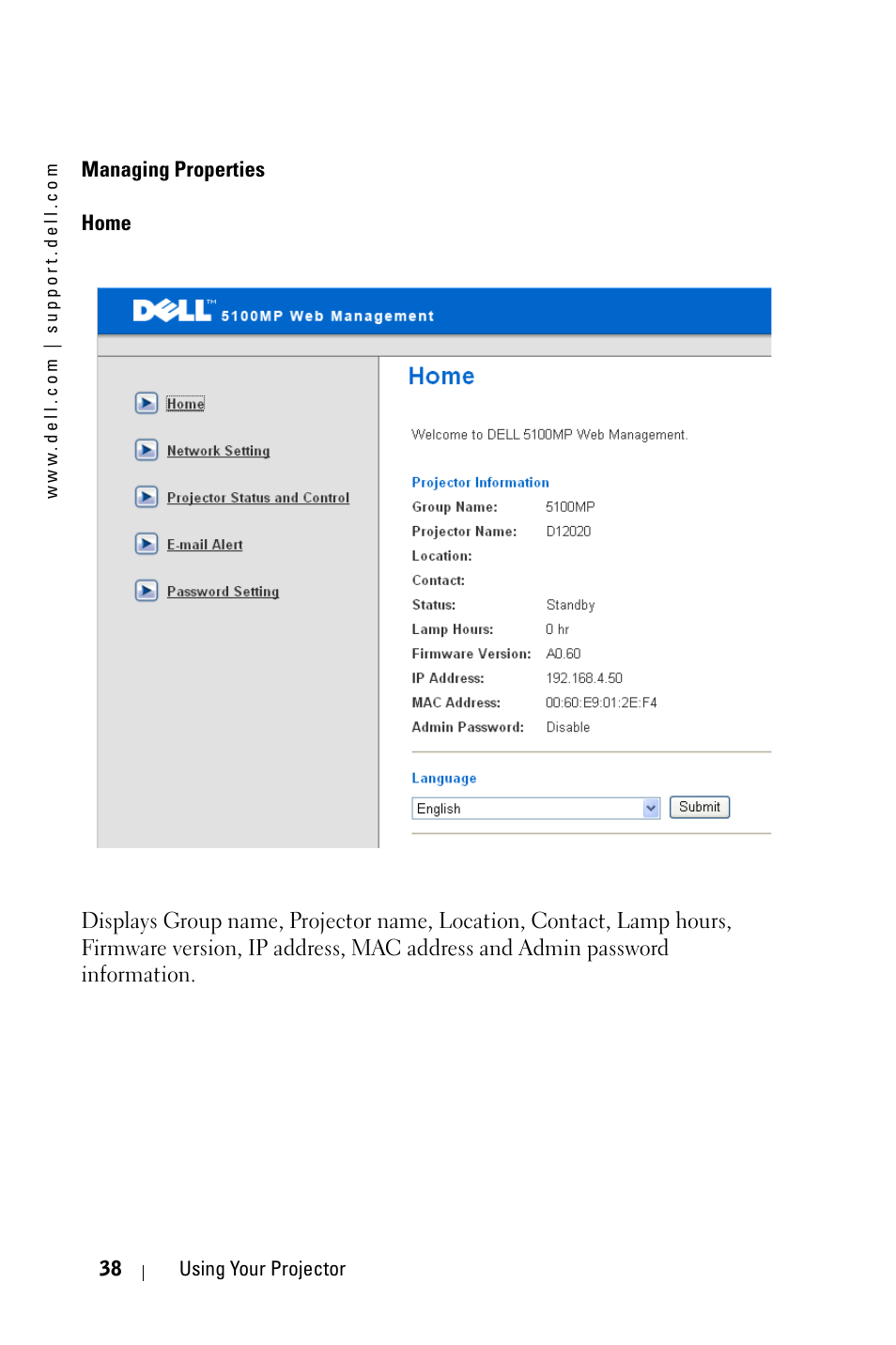 Dell 5100MP Projector User Manual | Page 38 / 61