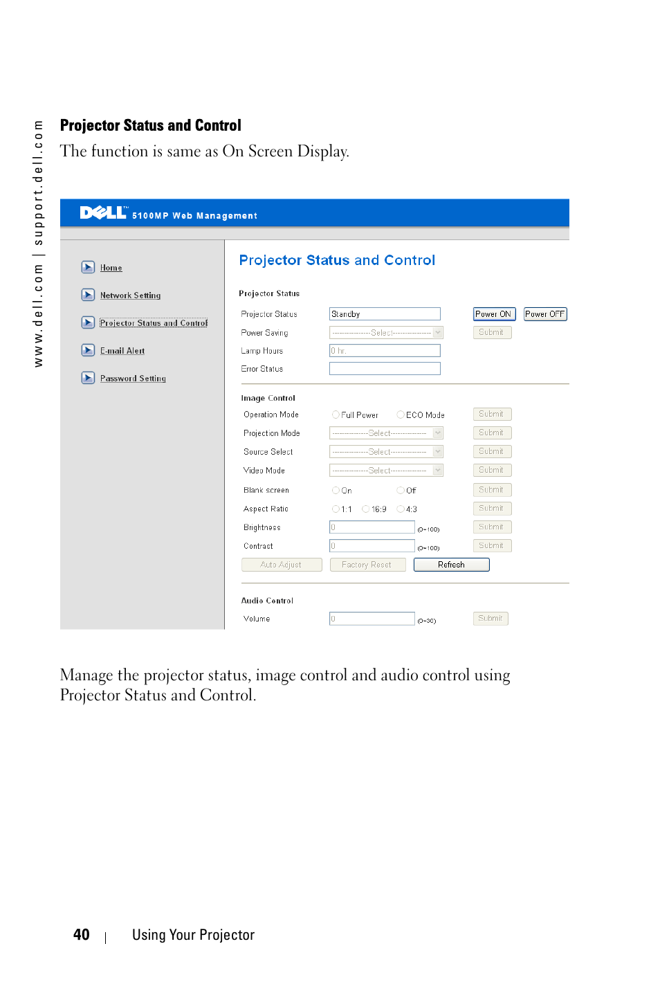 Dell 5100MP Projector User Manual | Page 40 / 61