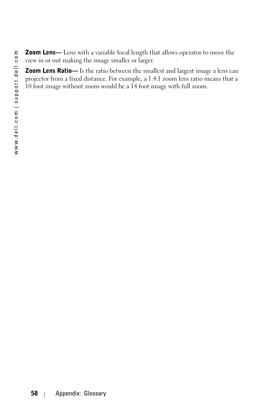 Dell 5100MP Projector User Manual | Page 58 / 61