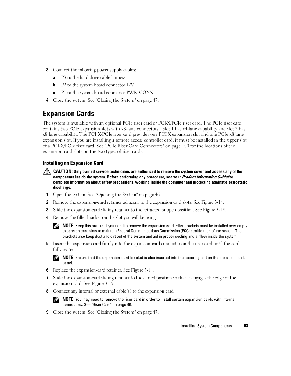 Expansion cards, Installing an expansion card | Dell PowerEdge 860 User Manual | Page 63 / 140