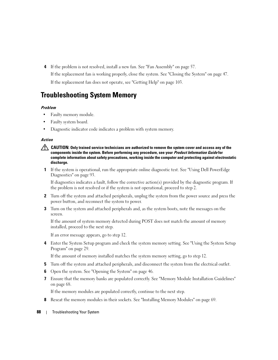 Troubleshooting system memory | Dell PowerEdge 860 User Manual | Page 88 / 140