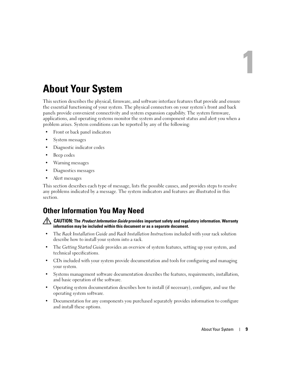 About your system, Other information you may need | Dell PowerEdge 860 User Manual | Page 9 / 140