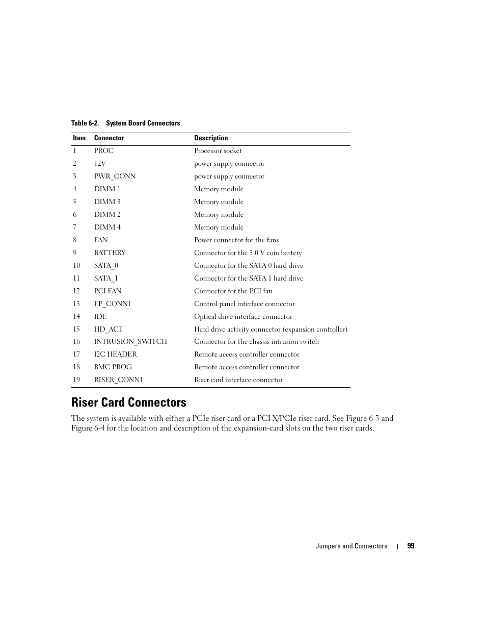 Riser card connectors | Dell PowerEdge 860 User Manual | Page 99 / 140