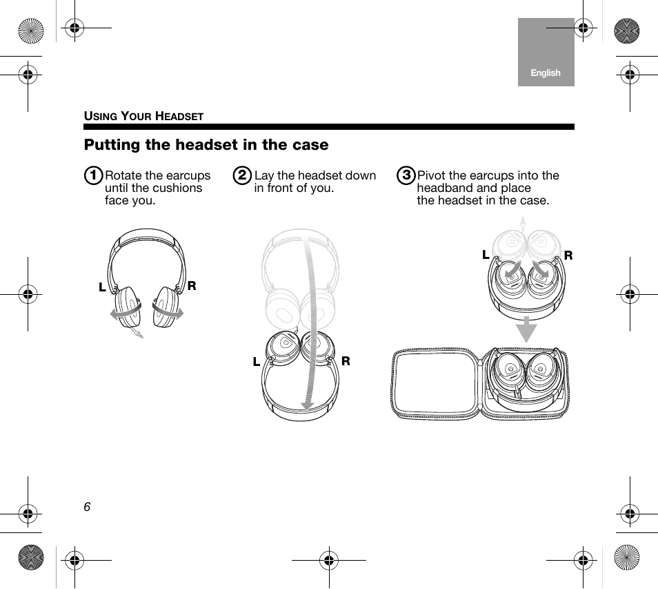 Putting the headset in the case | Bose Mobile On-Ear Headset User Manual | Page 6 / 36