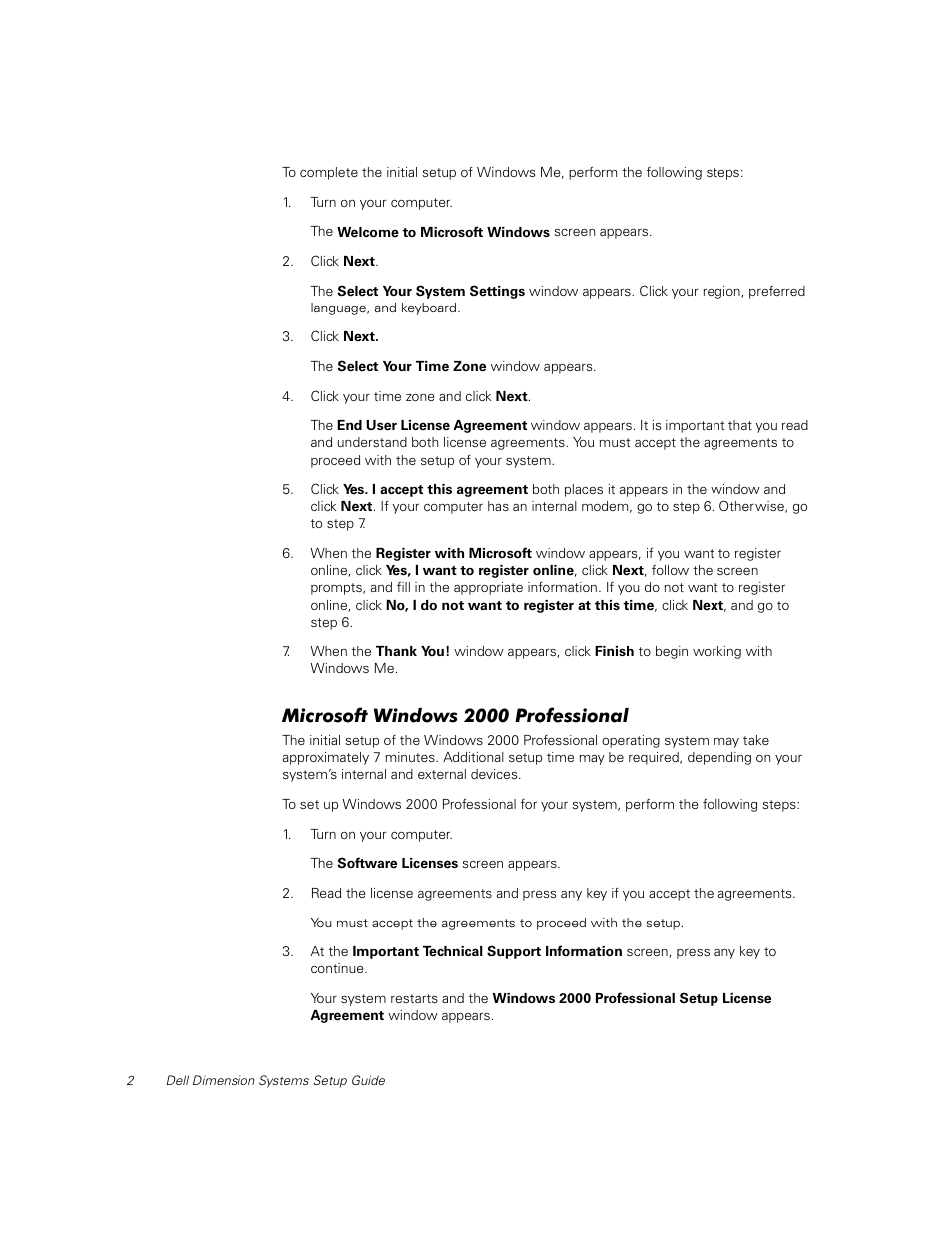 Microsoft windows 2000 professional | Dell Dimension L___cx User Manual | Page 4 / 14
