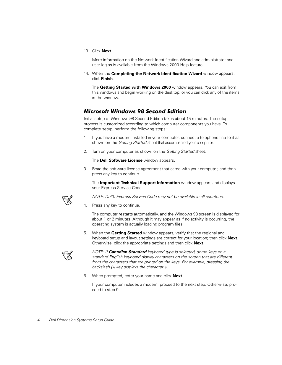 Microsoft windows 98 second edition | Dell Dimension L___cx User Manual | Page 6 / 14