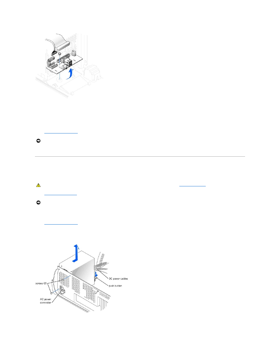 Replacing the power supply, Removing the power supply | Dell Dimension 4500 User Manual | Page 27 / 59