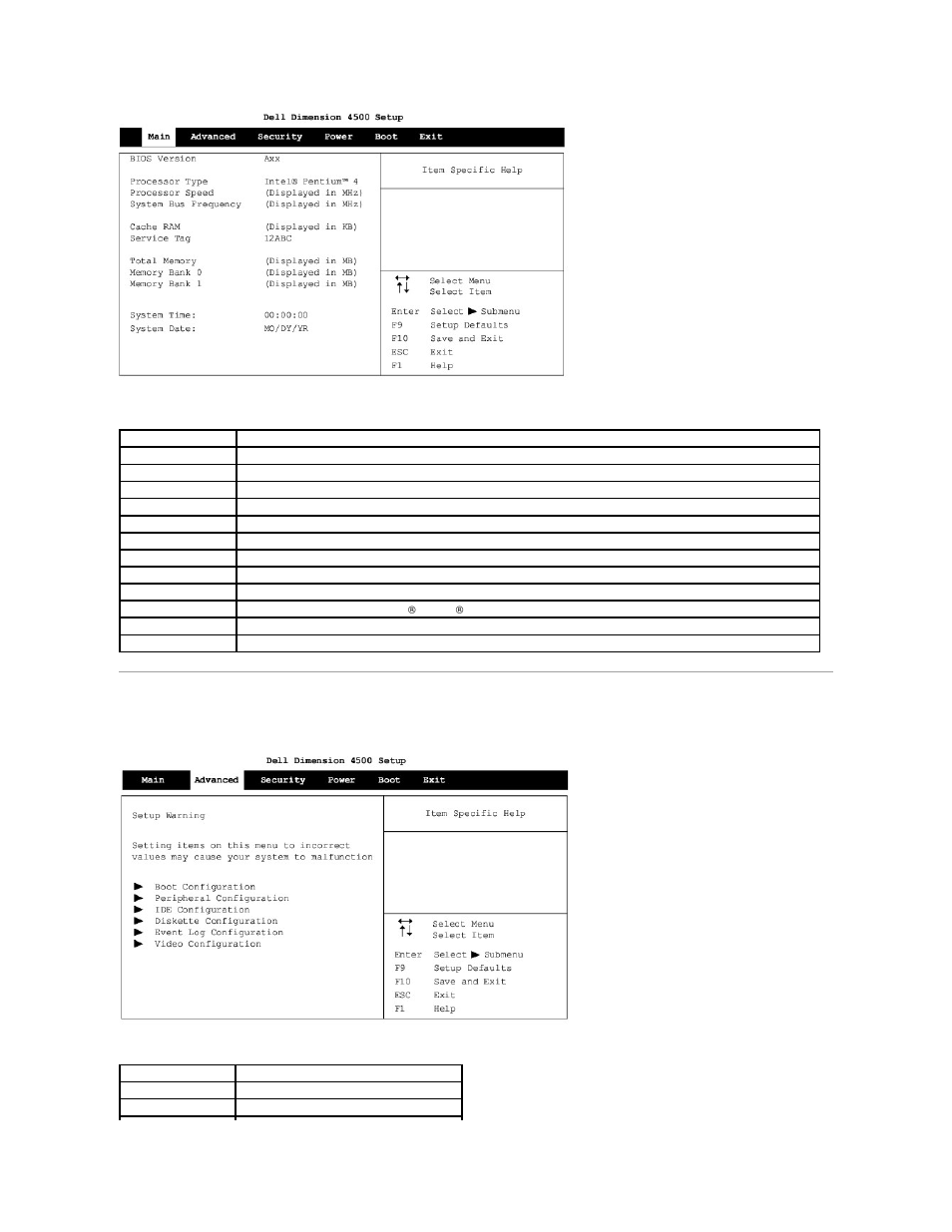 Advanced screen, Advanced | Dell Dimension 4500 User Manual | Page 43 / 59