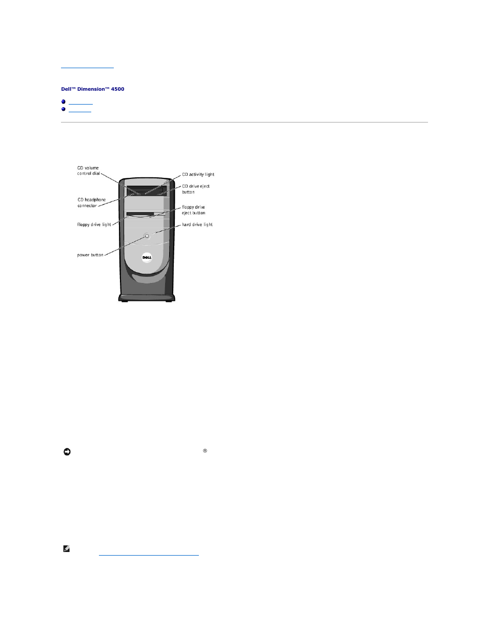 Controls and lights, Front view | Dell Dimension 4500 User Manual | Page 56 / 59