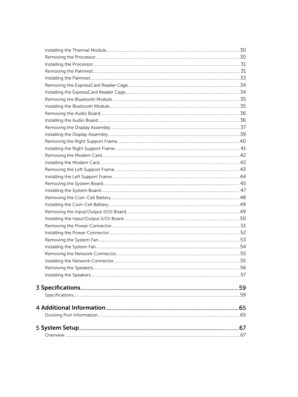 3 specifications, 4 additional information, 5 system setup | Dell Latitude E5430 (Mid 2012) User Manual | Page 4 / 79