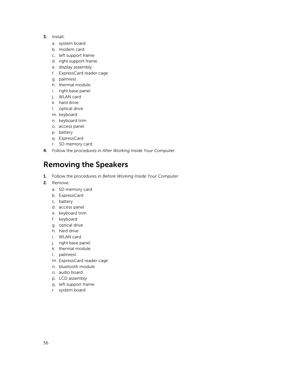 Removing the speakers | Dell Latitude E5430 (Mid 2012) User Manual | Page 56 / 79