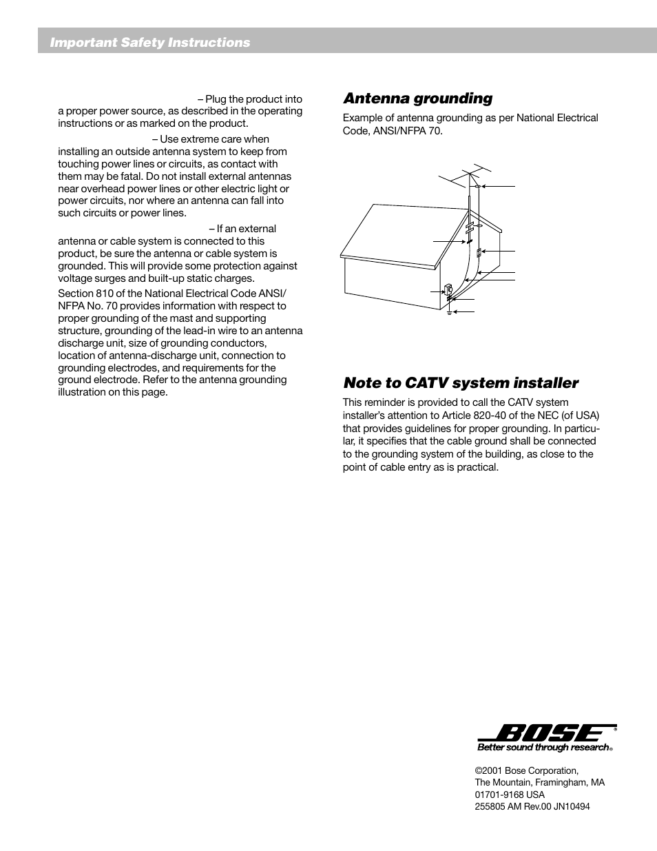 Antenna grounding | Bose Lifestyle 20 User Manual | Page 4 / 31