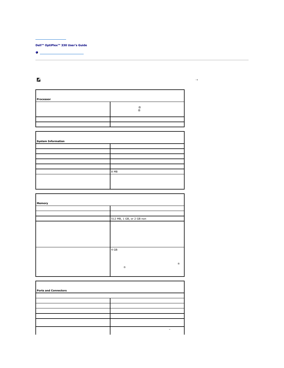 Desktop computer specifications | Dell OptiPlex 330 (Late 2007) User Manual | Page 101 / 143