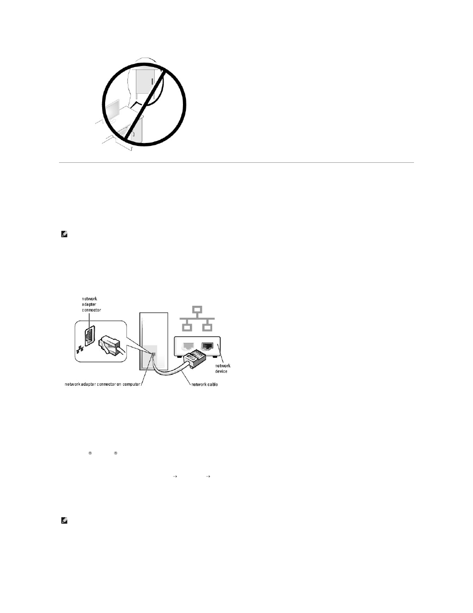 Setting up a home and office network, Connecting to a network adapter, Network setup | Dell OptiPlex 330 (Late 2007) User Manual | Page 108 / 143