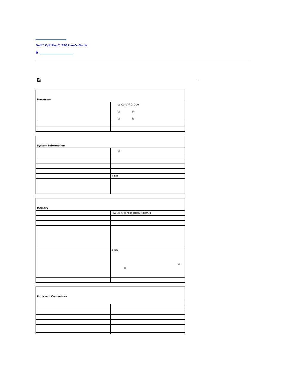 Mini tower specifications | Dell OptiPlex 330 (Late 2007) User Manual | Page 65 / 143