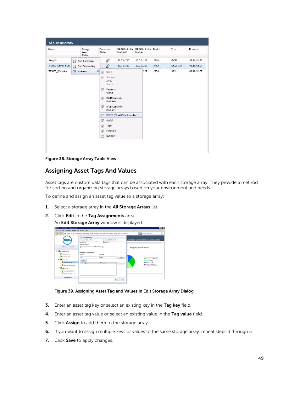 Assigning asset tags and values | Dell PowerVault MD3800f User Manual | Page 49 / 88