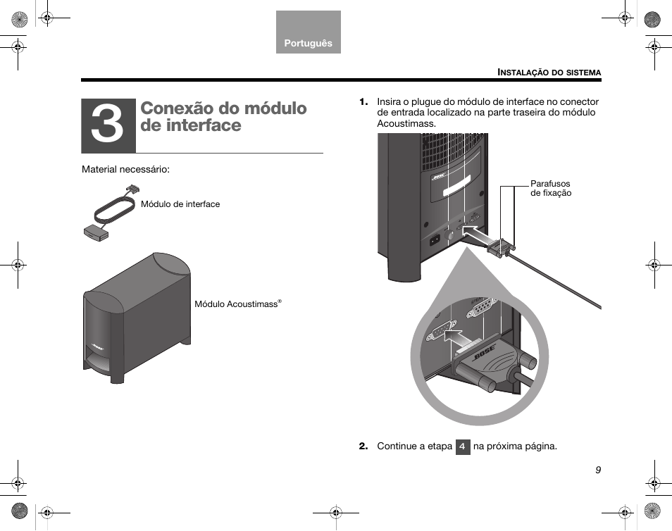 Conexão do módulo de interface | Bose CineMate GS Series II User Manual | Page 101 / 124