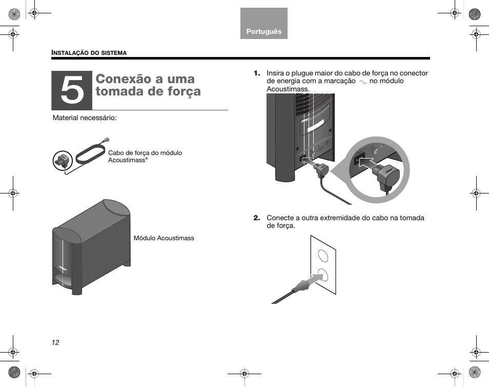 Conexão a uma tomada de força | Bose CineMate GS Series II User Manual | Page 104 / 124