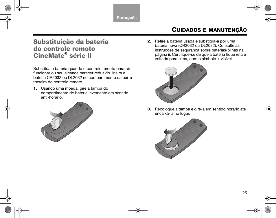 Uidados, Manutenção, Série ii | Bose CineMate GS Series II User Manual | Page 117 / 124