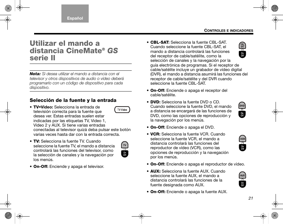 Utilizar el mando a distancia cinemate, Nsulte “utilizar el mando a distancia cinemate, Gs serie ii” en la | Gs serie ii | Bose CineMate GS Series II User Manual | Page 53 / 124