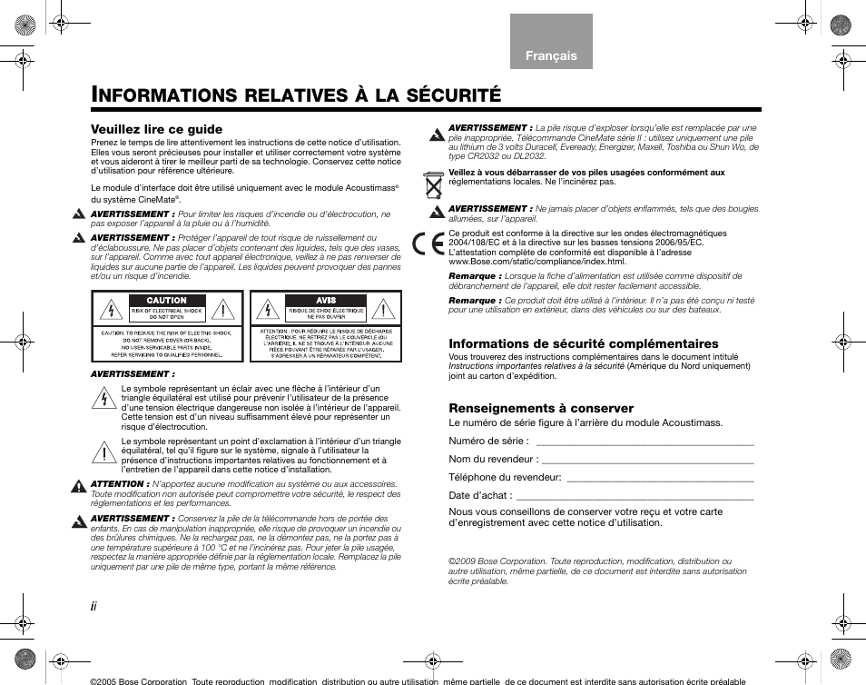 Kaiser_og_fra_print, Nformations, Relatives | Sécurité | Bose CineMate GS Series II User Manual | Page 62 / 124