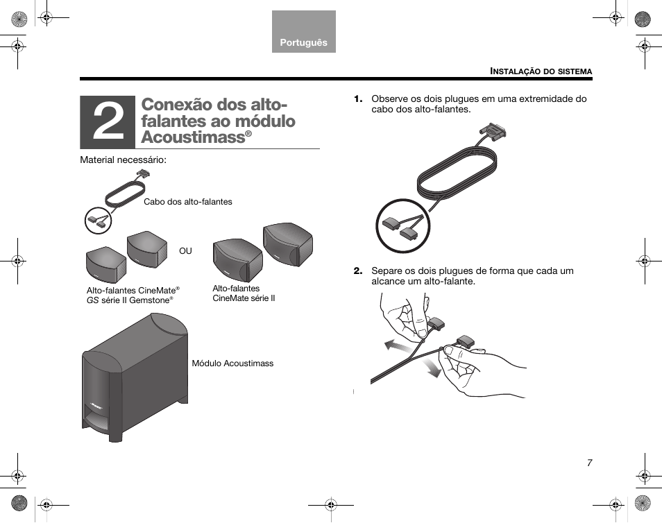 Conexão dos alto-falantes ao módulo acoustimass, Conexão dos alto- falantes ao módulo acoustimass | Bose CineMate GS Series II User Manual | Page 99 / 124
