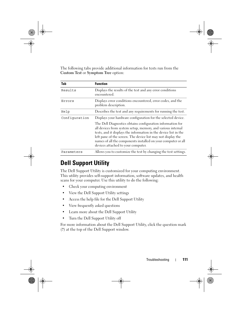 Dell support utility | Dell XPS M1730 (M1730, Late 2007) User Manual | Page 111 / 208