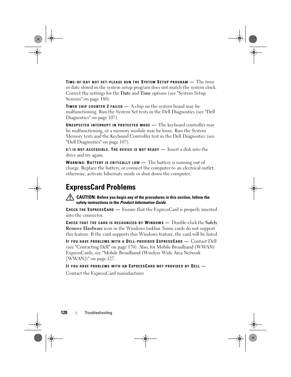 Expresscard problems | Dell XPS M1730 (M1730, Late 2007) User Manual | Page 120 / 208