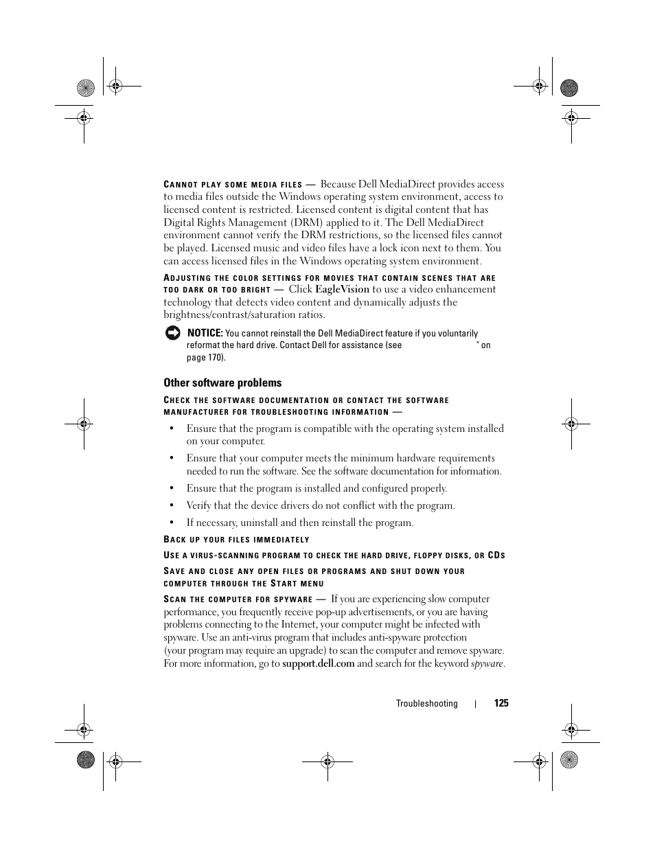 Other software problems | Dell XPS M1730 (M1730, Late 2007) User Manual | Page 125 / 208