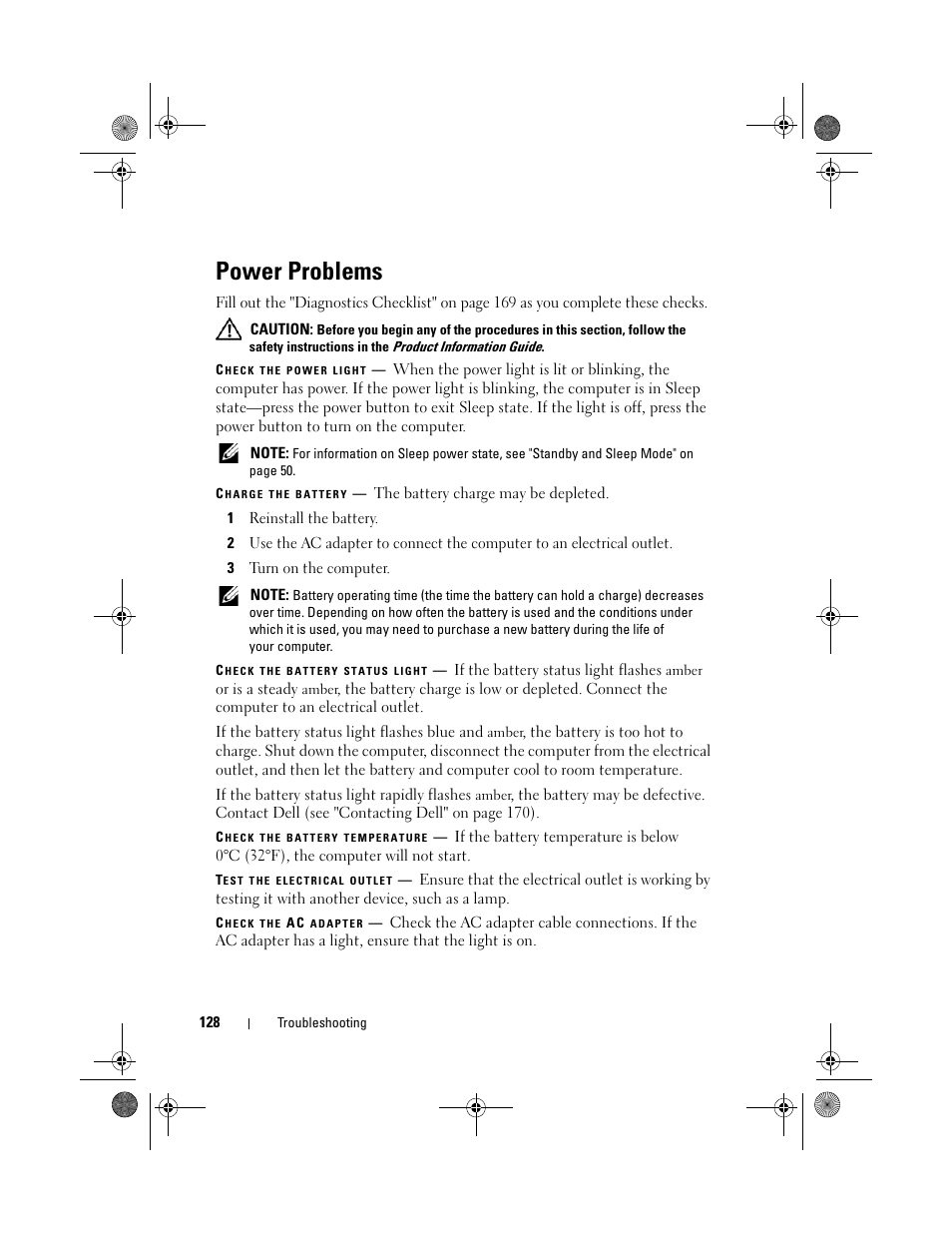 Power problems | Dell XPS M1730 (M1730, Late 2007) User Manual | Page 128 / 208