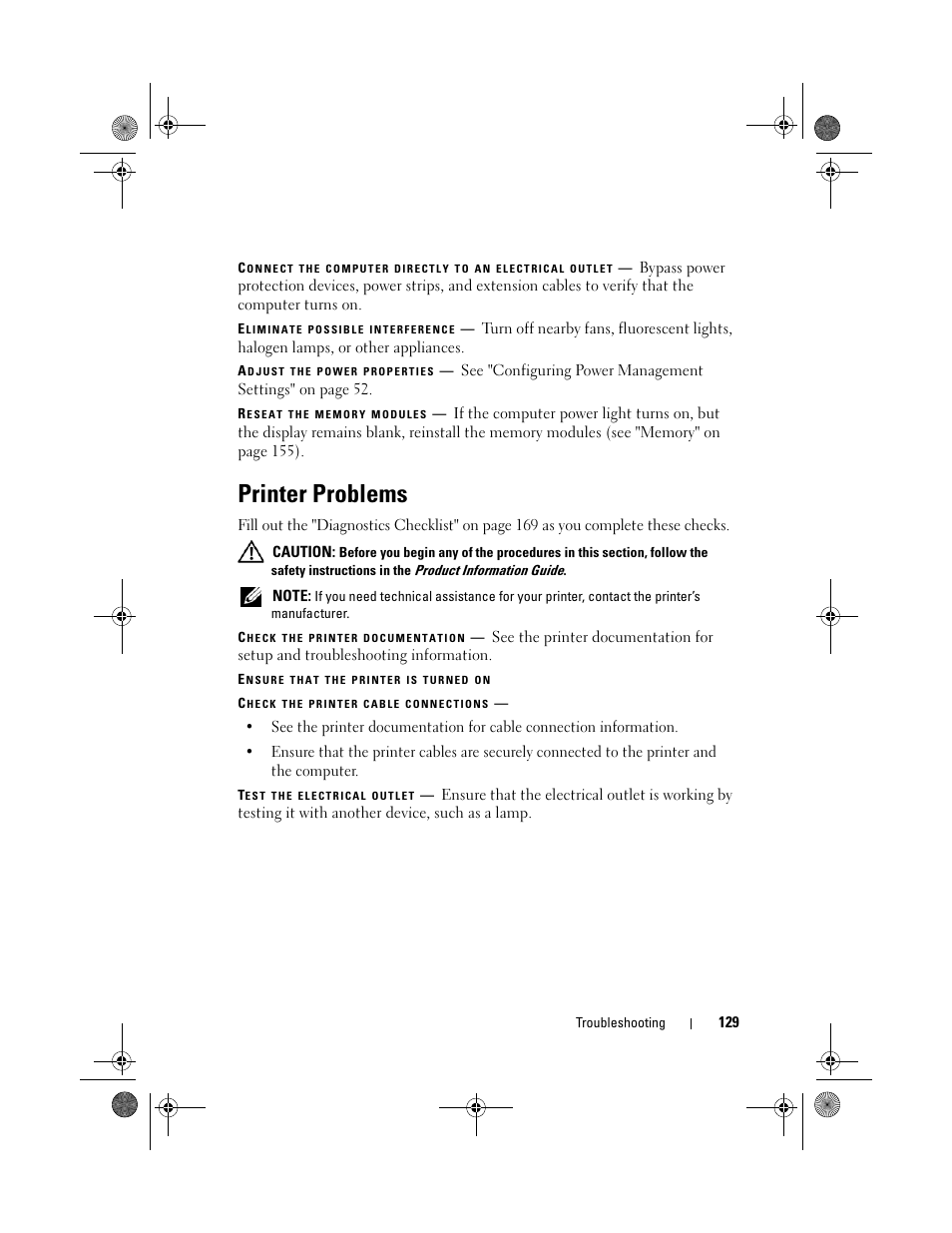 Printer problems | Dell XPS M1730 (M1730, Late 2007) User Manual | Page 129 / 208